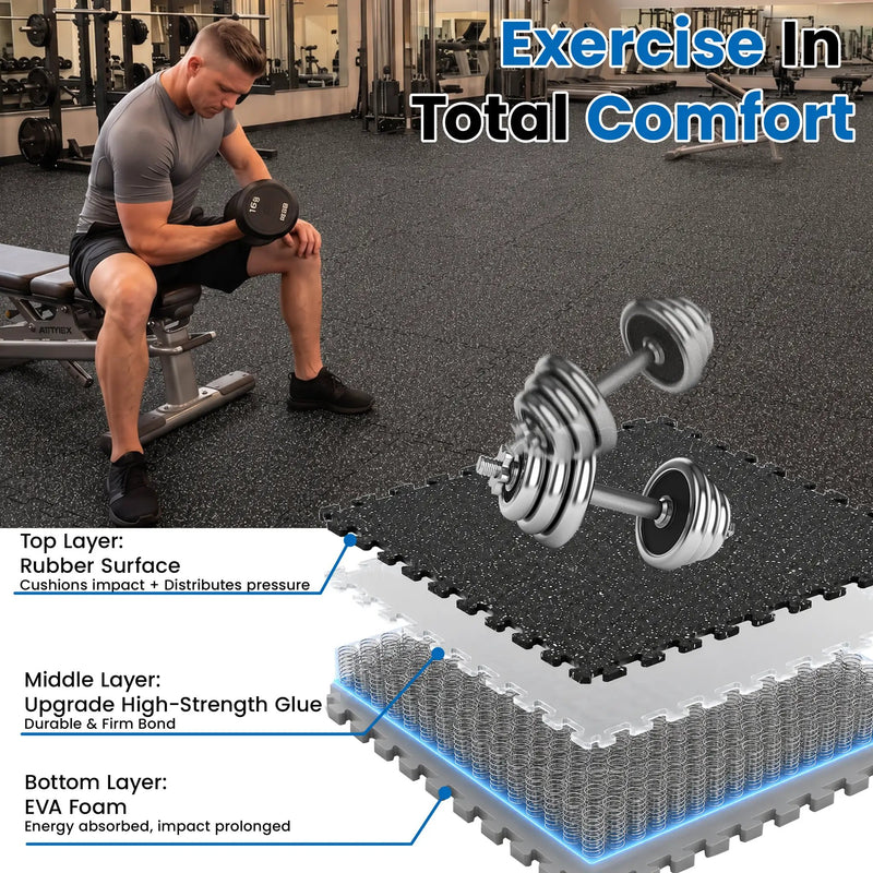 0.6 Inch Thick Gym Floor Mats with EVA Foam by HouseOfZazla