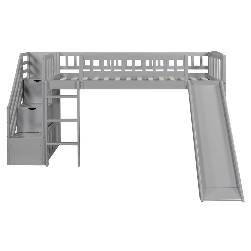 Loft Stairway Bed With 2 Drawers, Convertible Ladder And Slide by Unique Piece Furniture