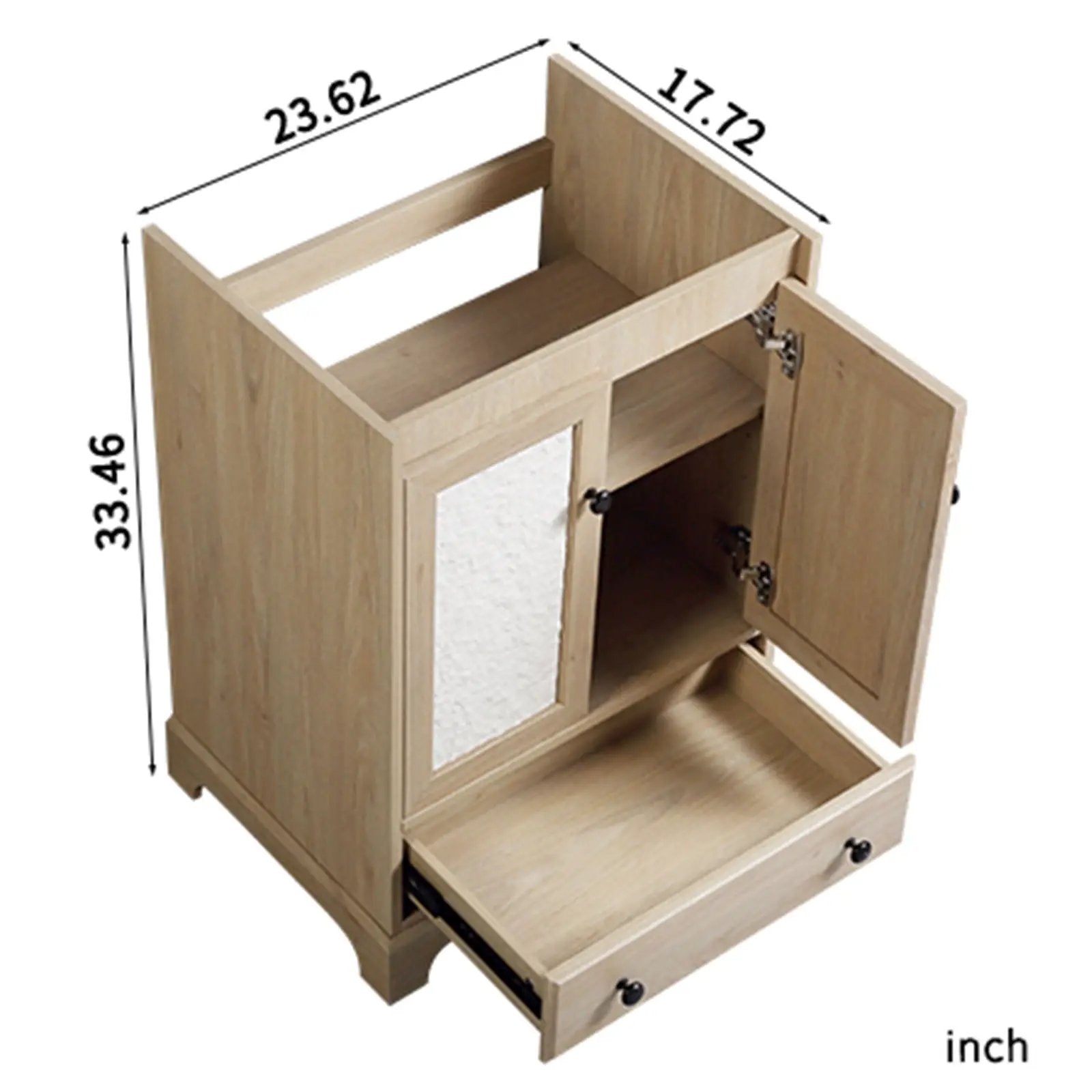Bathroom Vanity Base, Cabinet With Carved Floral Doors - Natural Wood by HouseOfZazla