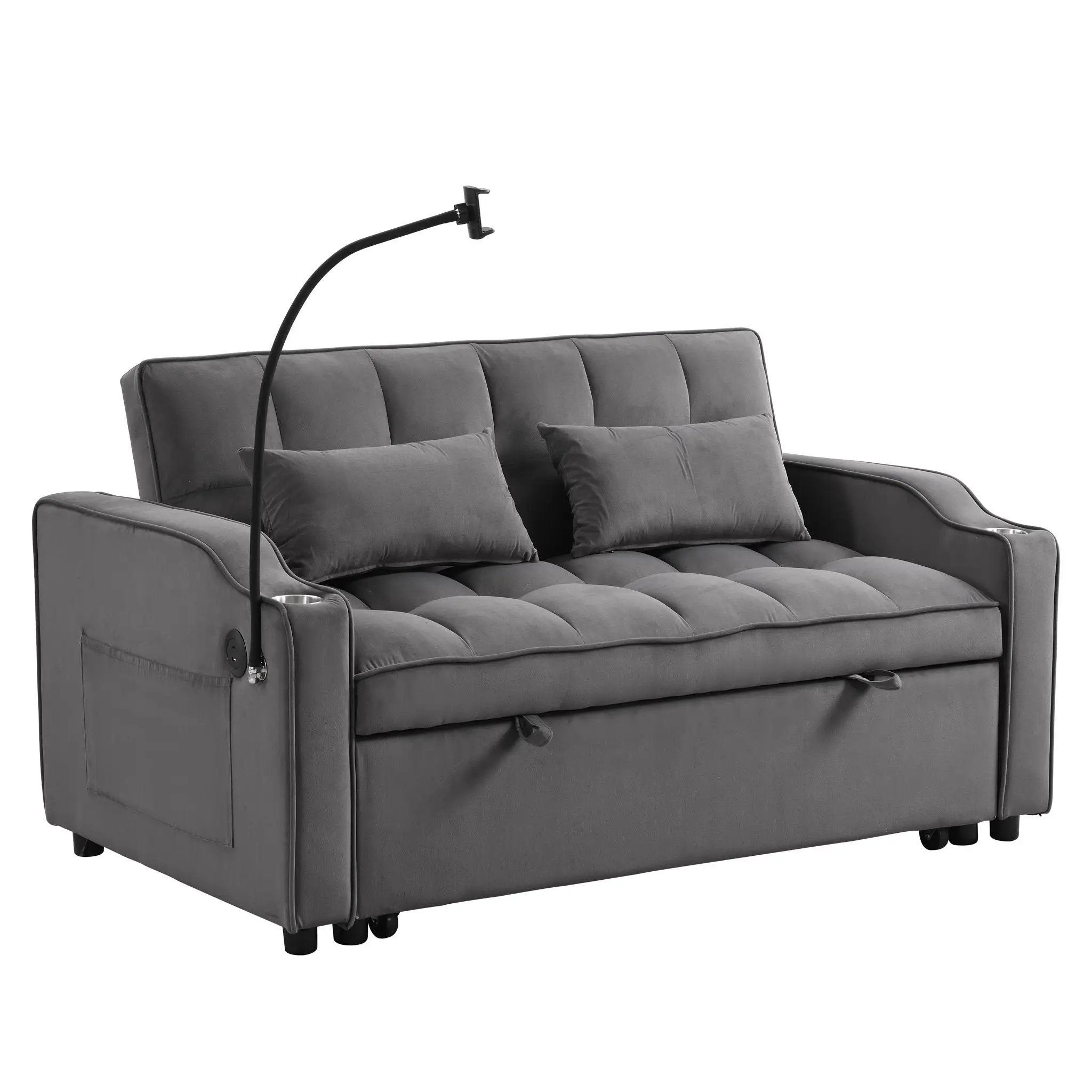 Sofa Bed With Trundle For Small Rooms - Dark Gray by Unique Piece Furniture