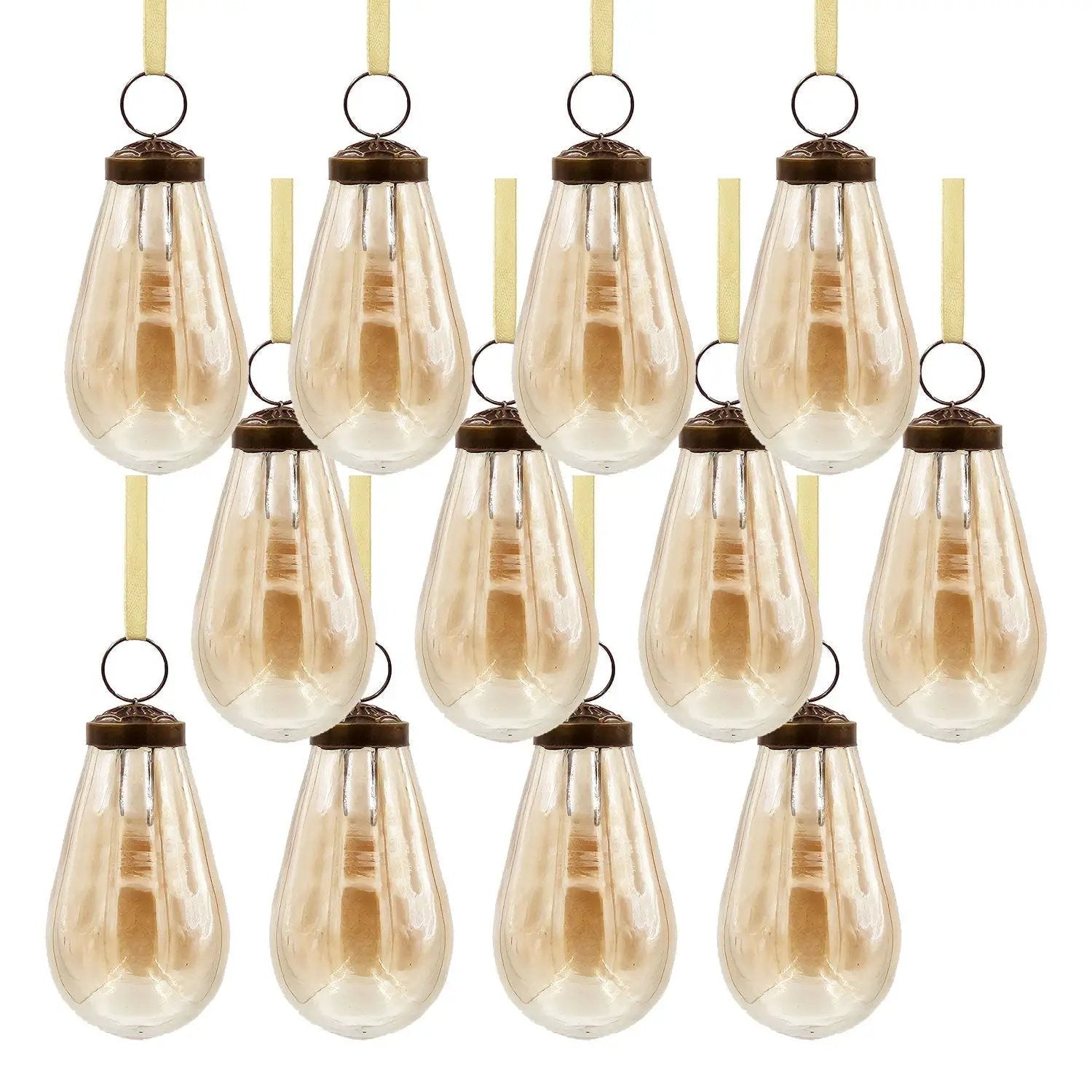 Luster Tear Drop Ornament, Glass Decorative Hanging Christmas Tree Ornaments For Holiday Party Decorations (Set of 12) by Unique Piece Furniture