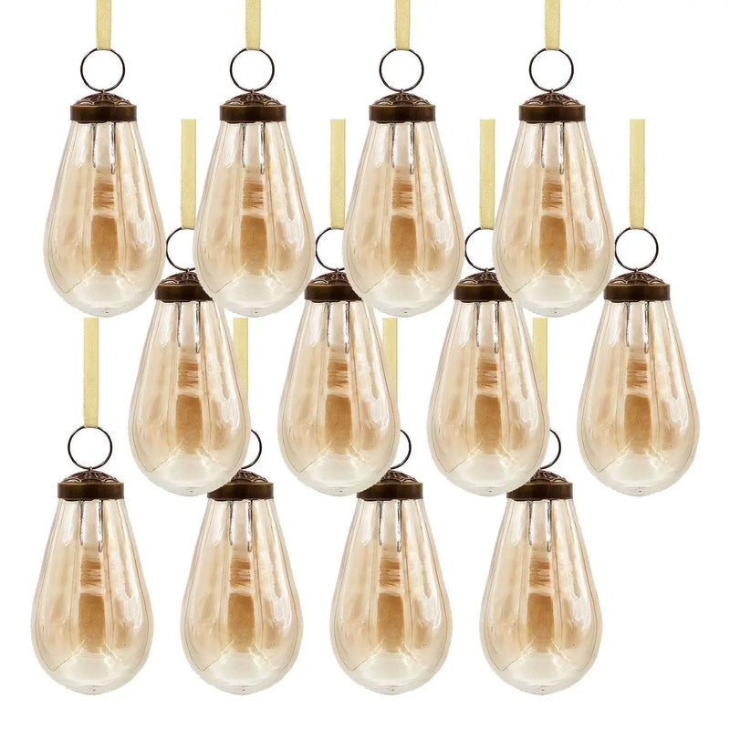Luster Tear Drop Ornament, Glass Decorative Hanging Christmas Tree Ornaments For Holiday Party Decorations (Set of 12) by HouseOfZazla