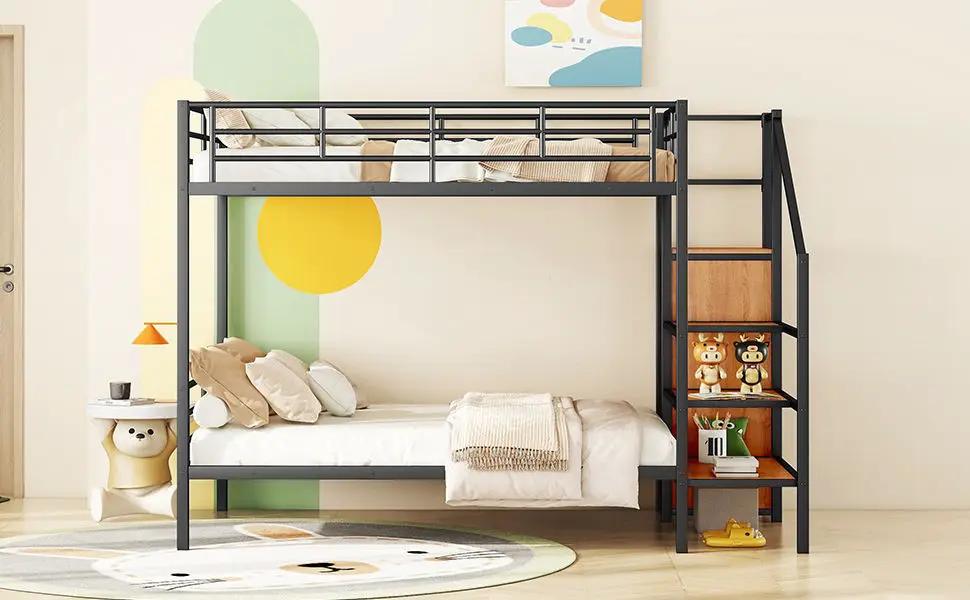 Bunk Bed With Lateral Storage Ladder And Wardrobe by HouseOfZazla