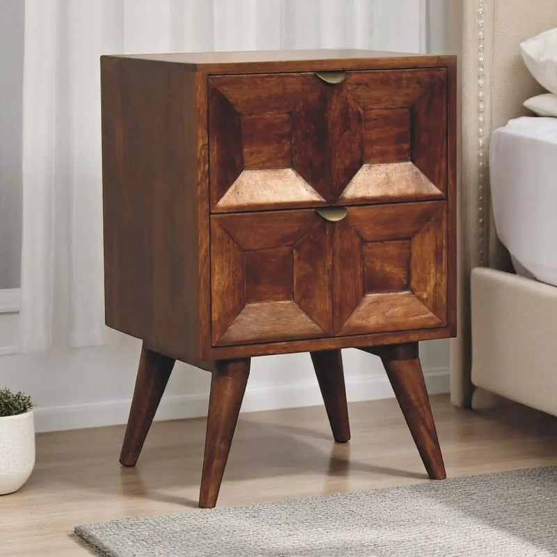 Solid Wood Quad Nightstand, 2-Drawers by HouseOfZazla
