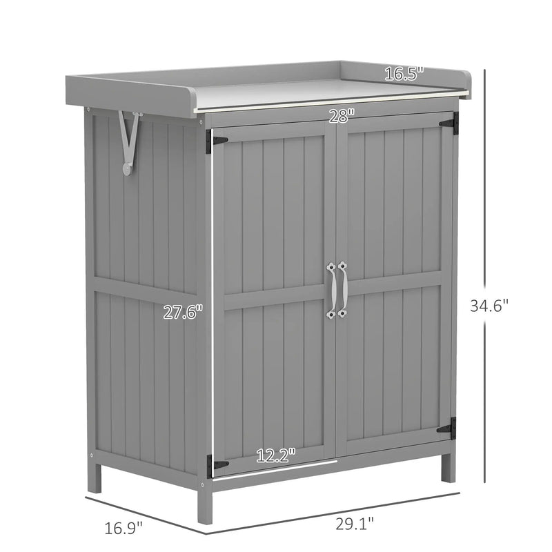 Wooden Potting Bench with 2 Doors and Outdoor Storage Cabinet by HouseOfZazla