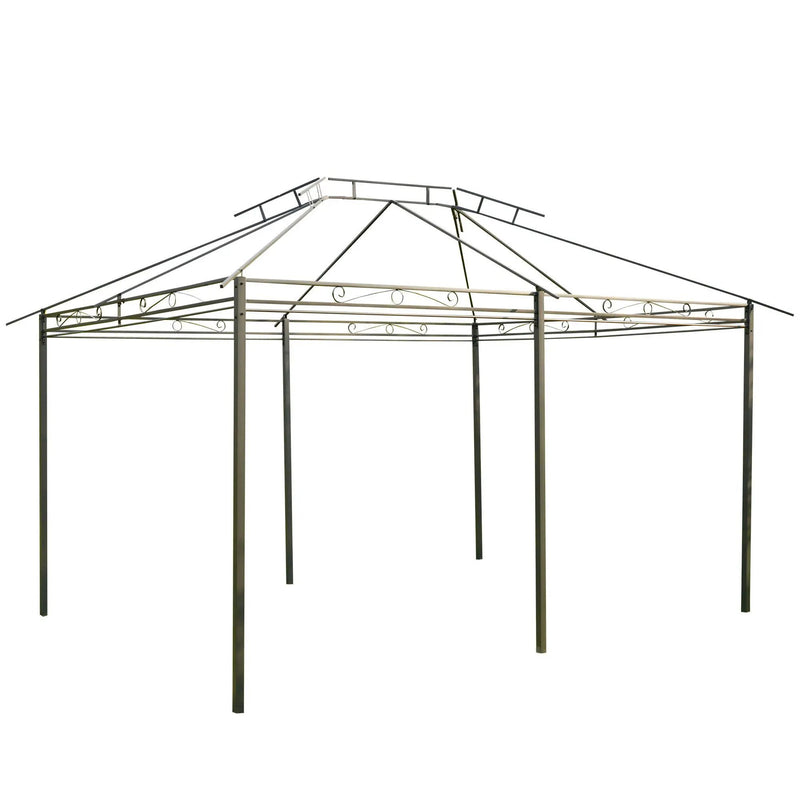 Outsunny - Patio Gazebo, Outdoor Gazebo Canopy Shelter With Curtains, Vented Roof, Steel Frame For Garden, Lawn, Backyard And Deck, - Sage Gray by Unique Piece Furniture