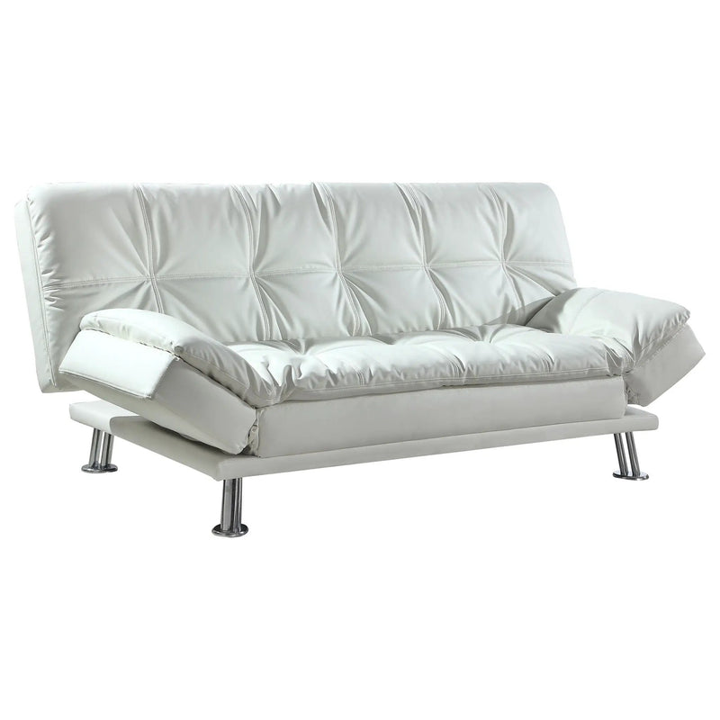 Kimpton - Upholstered Tufted Convertible Sofa Bed With Adjustable Arms Legs - White by HouseOfZazla