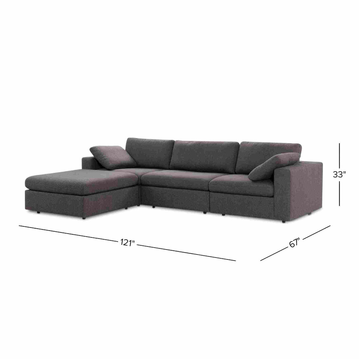 Dark Gray Modular Corner Sectional Sofa with Mid-Century Modern Design - Left Arm Facing, photo 7 of 13