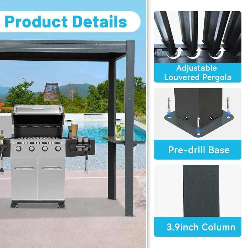 8x5 Ft Grill Louvered Pergola for Outdoor Grill by HouseOfZazla