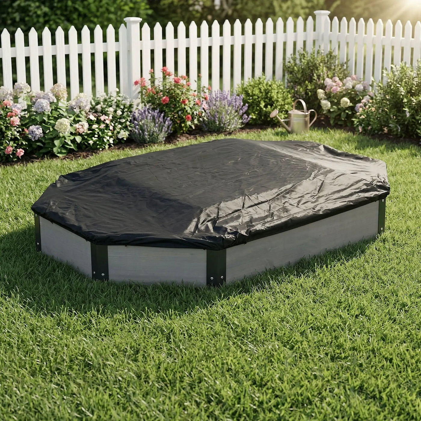 Octagon Sandbox With Storage, Sandpit With Cover And Liner For Backyard by HouseOfZazla
