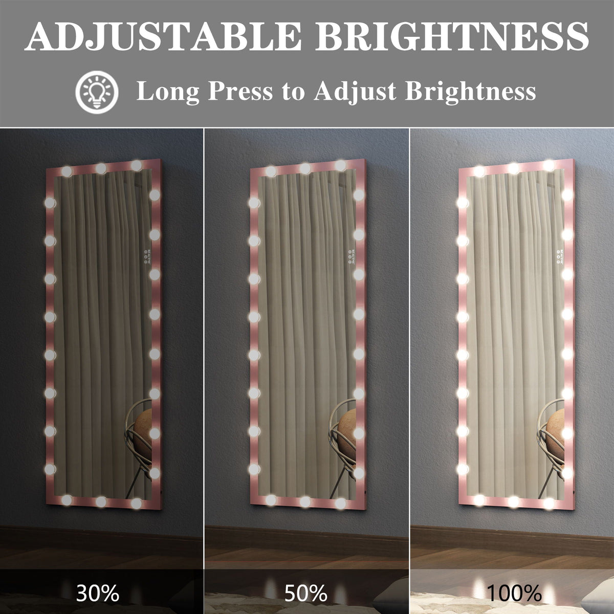 Full Length Mirror with Lights and Touch Control – Pearl Silver, Black, or Pink, photo 27 of 40