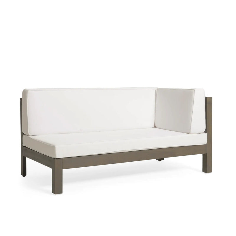 OANA Outdoor Wooden Sectional Set with Cushions, White by HouseOfZazla