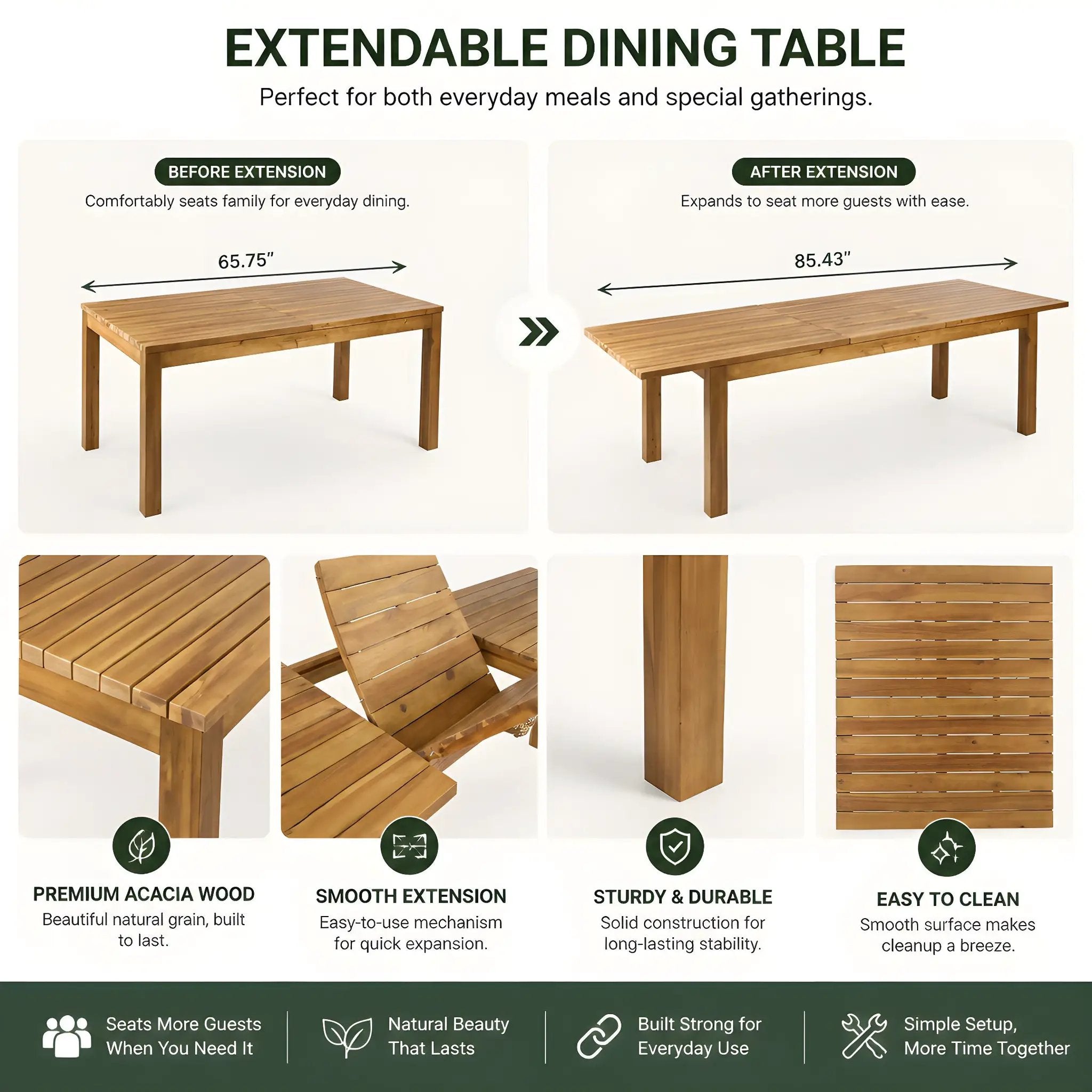 7 Pieces Acacia Wood Outdoor Dining Set by HouseOfZazla