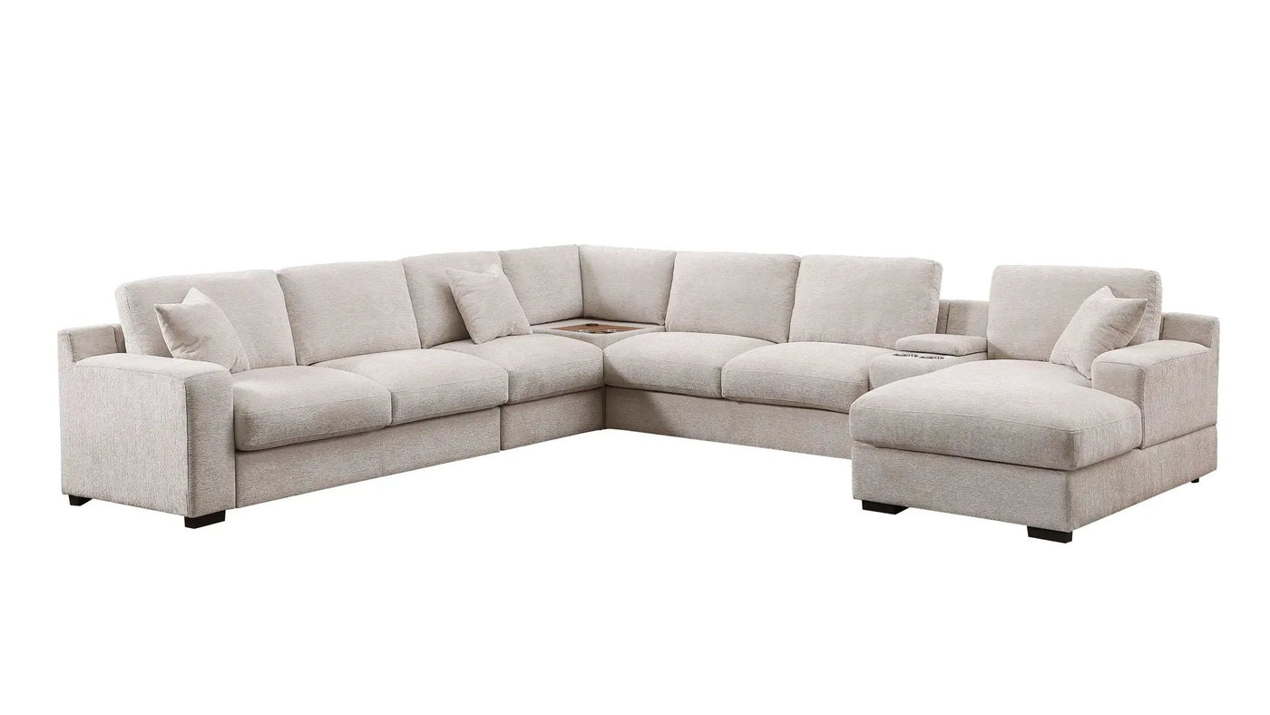 Celine - Fabric Corner Sectional Sofa With Right-Facing Chaise, Cupholders, And Charging Ports by Unique Piece Furniture