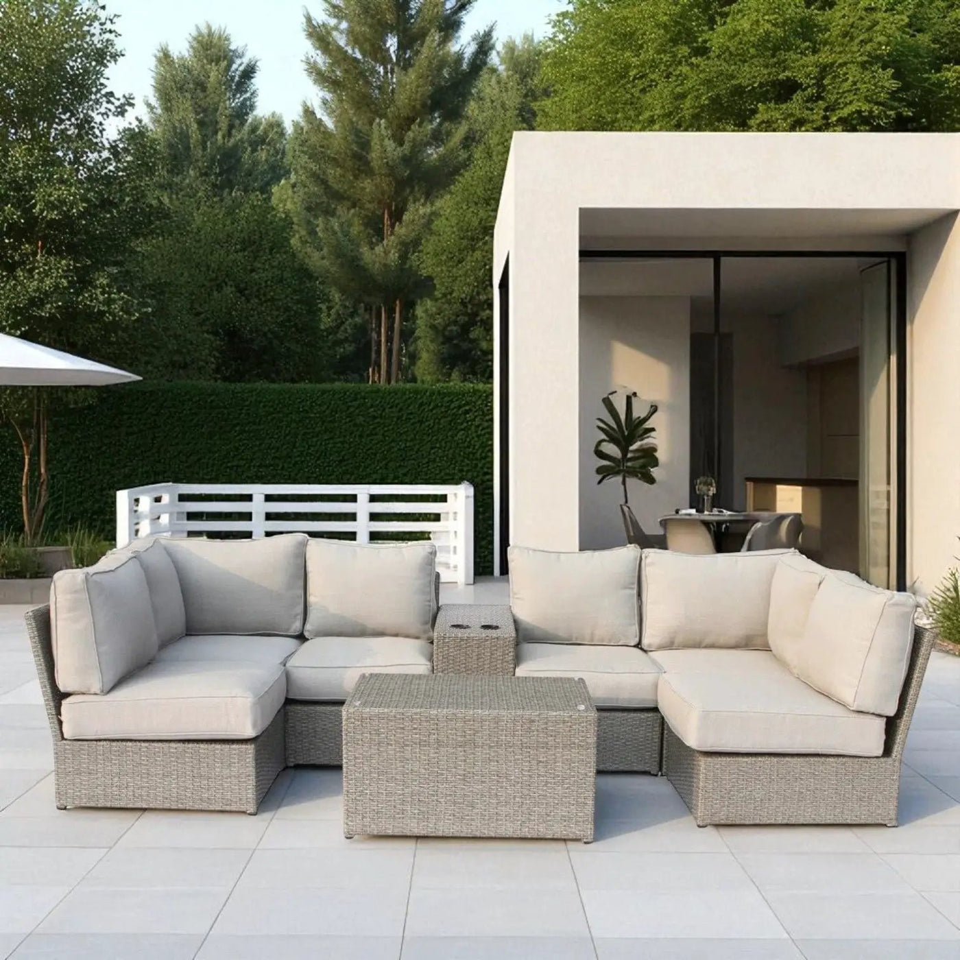 Stylish Modular Wicker Patio Seating Group by Unique Piece Furniture