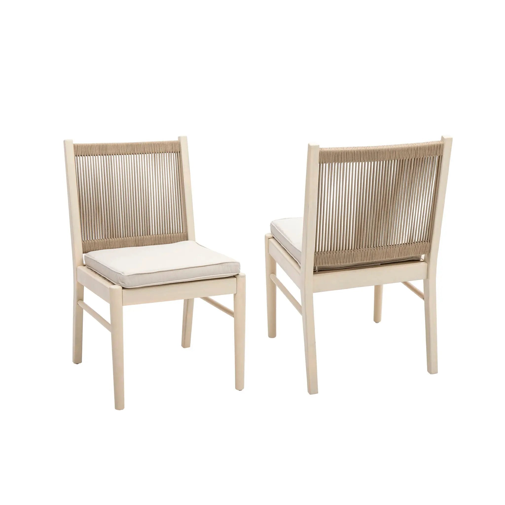 Cordoba - Dining Chair (Set of 2) With Acacia Wood Frame And Water Repellent Fabric - Beige / Yellow by HouseOfZazla