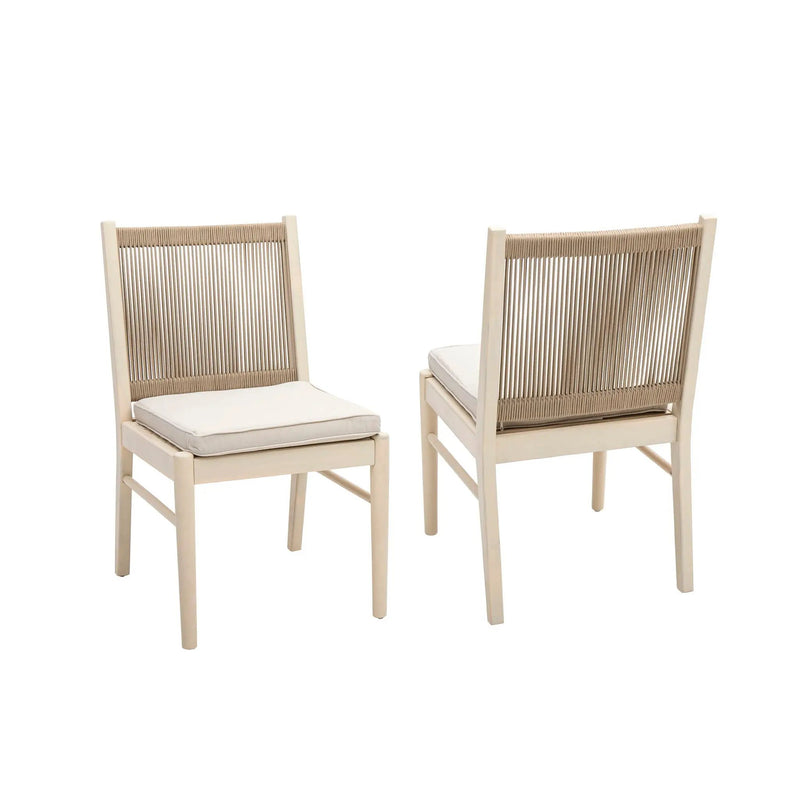 Cordoba - Dining Chair (Set of 2) With Acacia Wood Frame And Water Repellent Fabric - Beige / Yellow by HouseOfZazla