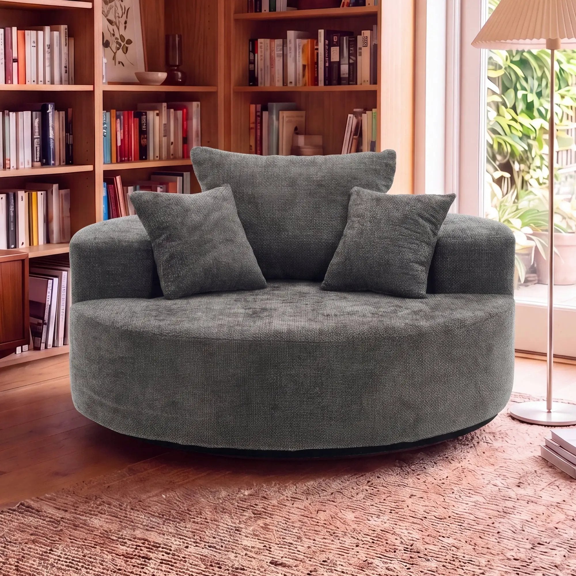 55" Oversized Round Swivel Chair by HouseOfZazla