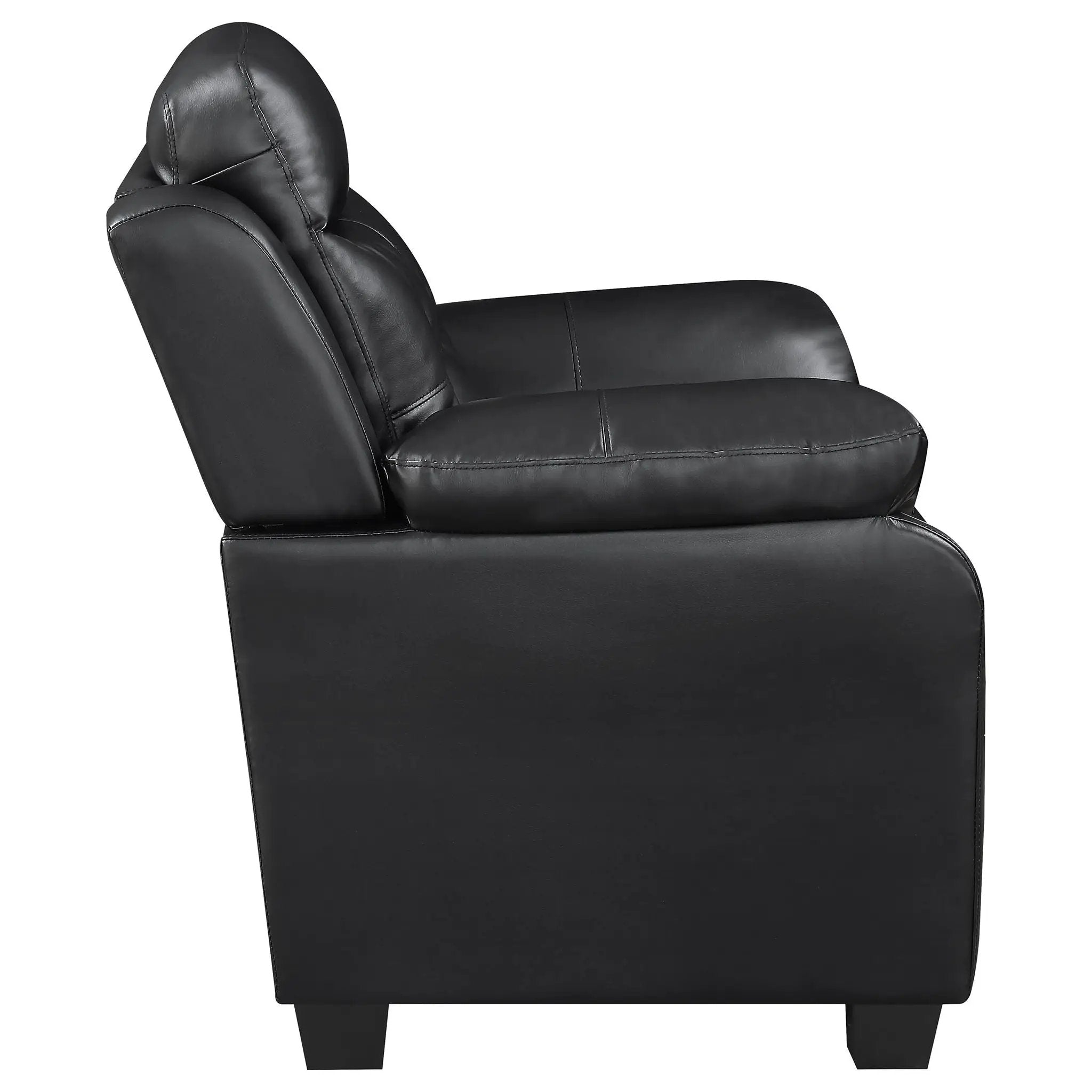 Finley Upholstered Padded Arm Tufted Accent Chair Black by Unique Piece Furniture