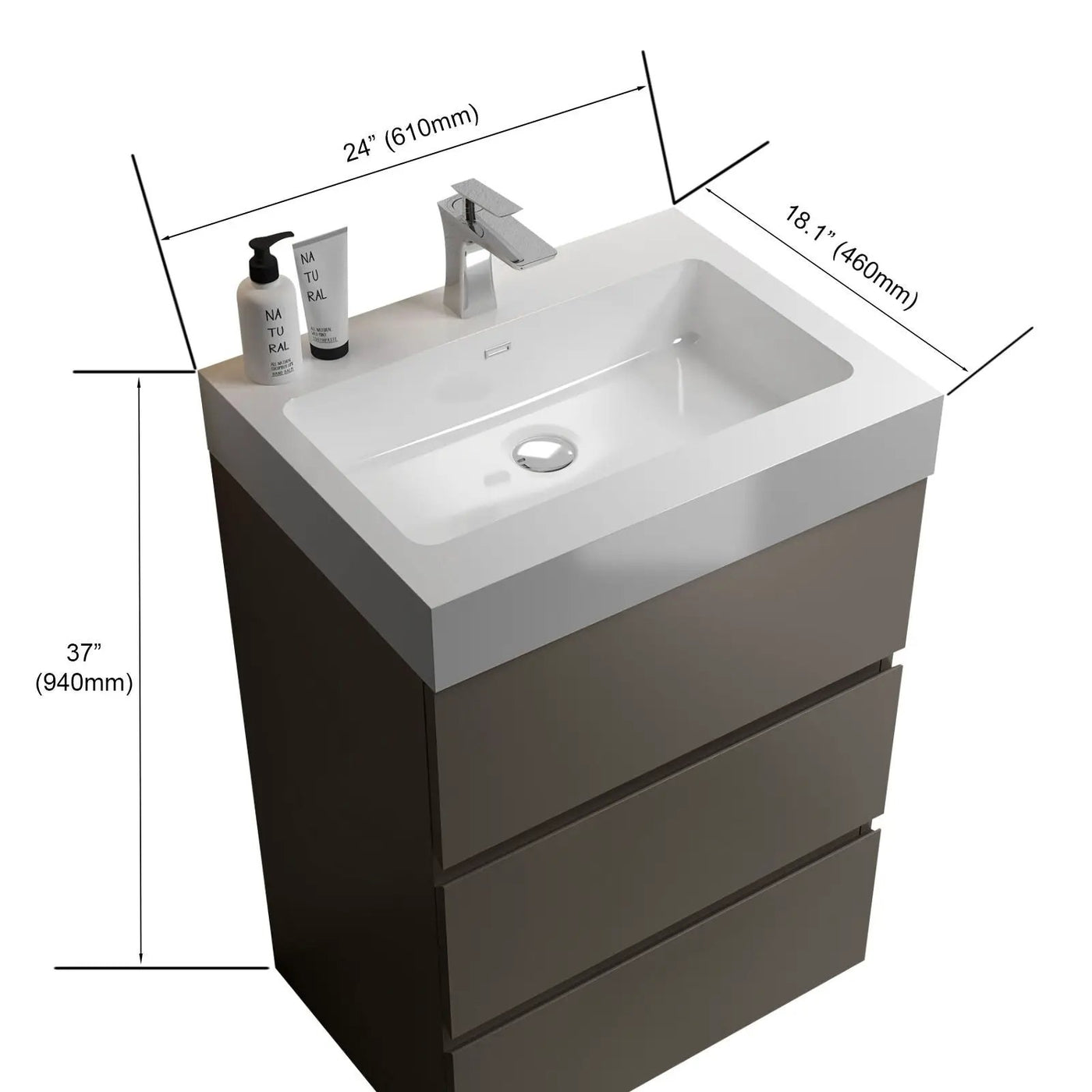 Alice - Bathroom Vanity With Sink, Large Storage Freestanding Bathroom Vanity For Modern Bathroom, One-Piece Sink Basin Without Drain And Faucet by HouseOfZazla