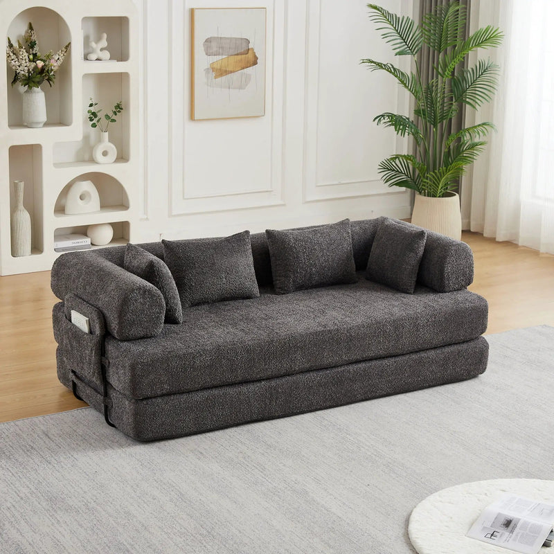 Convertible Sleeper Sofa Bed With Cylindrical Pillow by HouseOfZazla