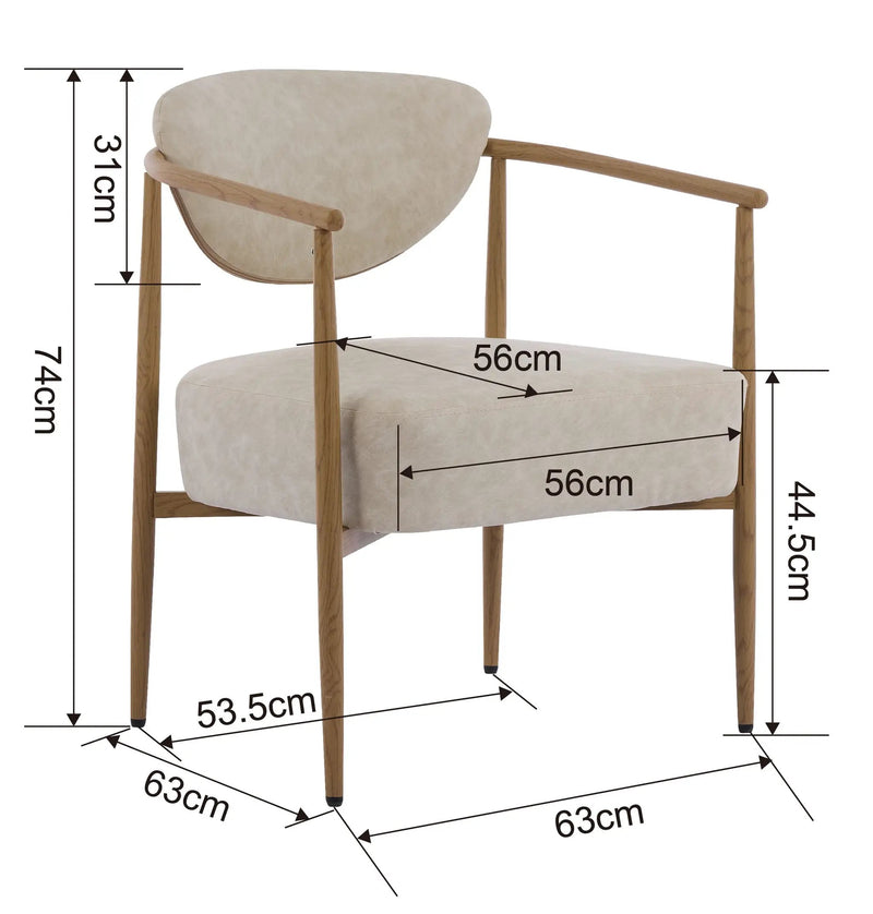 Beige PU Leather Dining Room Chair with Metal Frame by HouseOfZazla