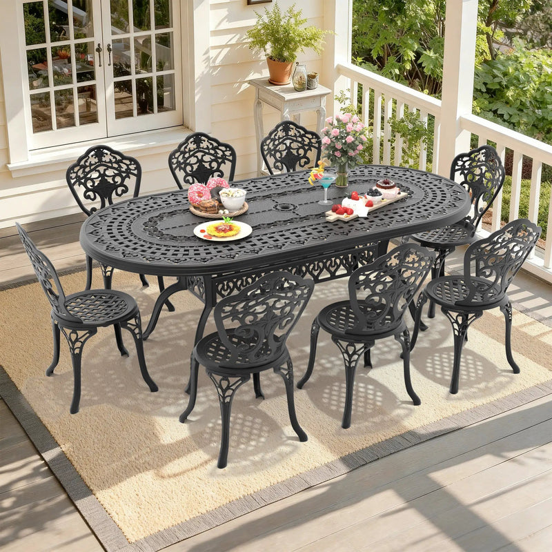 9-Piece Set Of All-Weather Cast Aluminum Dining Furniture Set With by HouseOfZazla