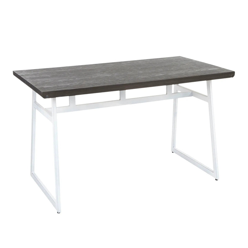 Geo - Industrial Dining Table - Vintage White / Espresso by HouseOfZazla