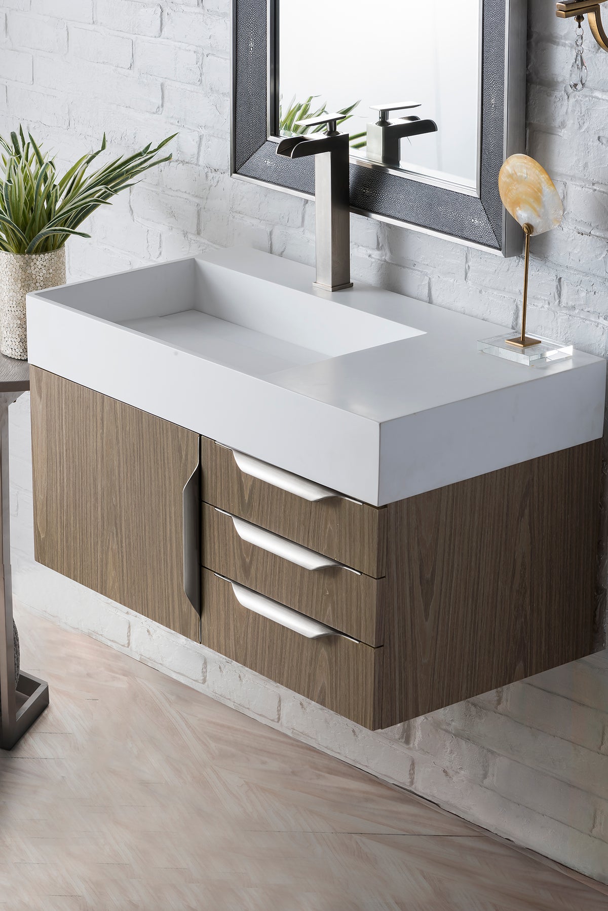 James Martin Columbia 36" Floating Single Bathroom Vanity, Ash Gray, view 4