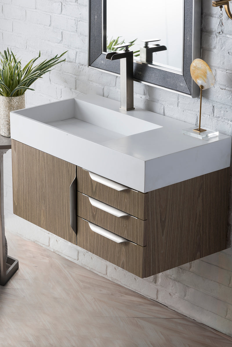 James Martin Columbia 36" Floating Single Bathroom Vanity, Ash Gray, view 4