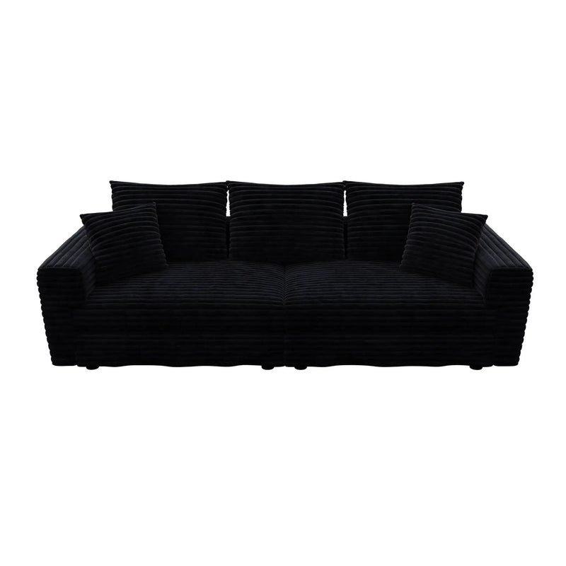 Deep Seat Convertible Sofa With Soft Pillows And Ottomans