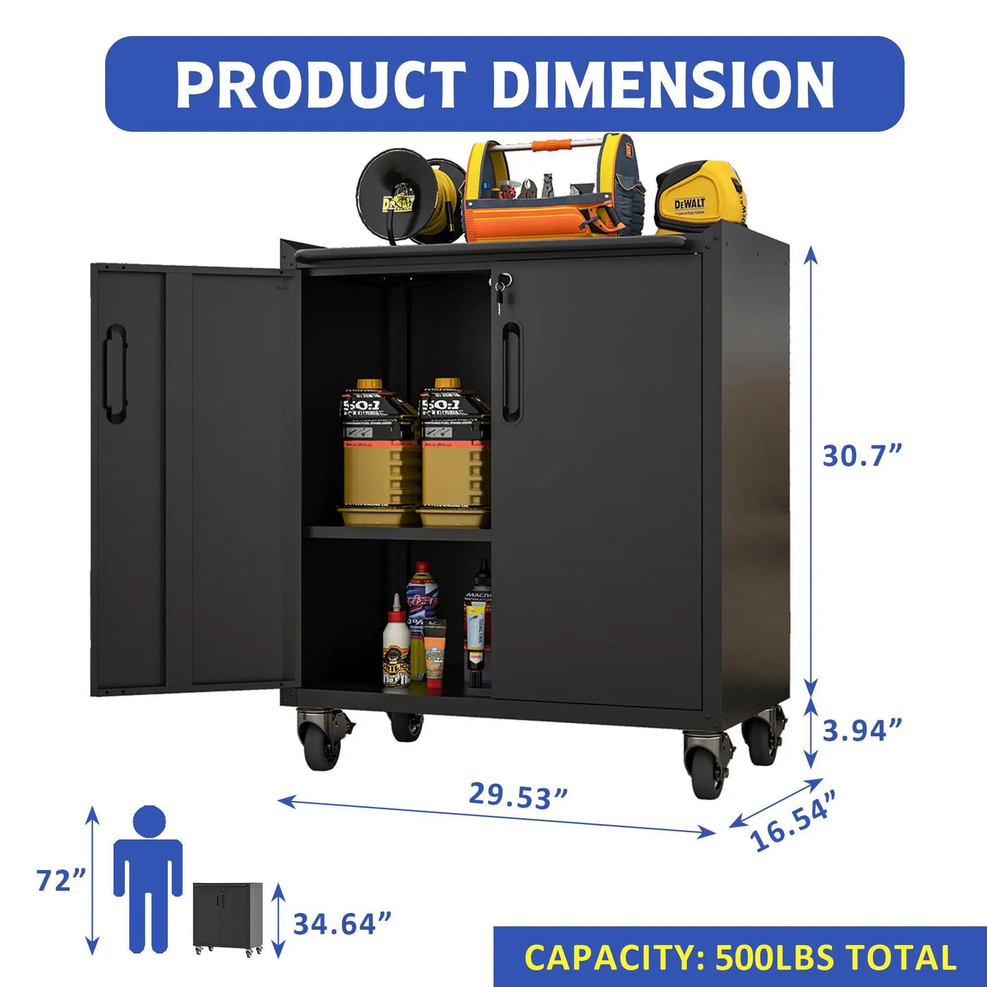 Heavy Duty Metal Garage Storage Cabinet With Wheels Sturdy Tool Organizer by HouseOfZazla