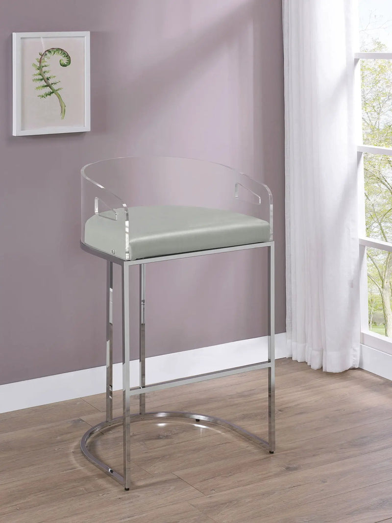 Thermosolis Clear Acrylic Bar Chair Chrome (Set of 2) by Unique Piece Furniture