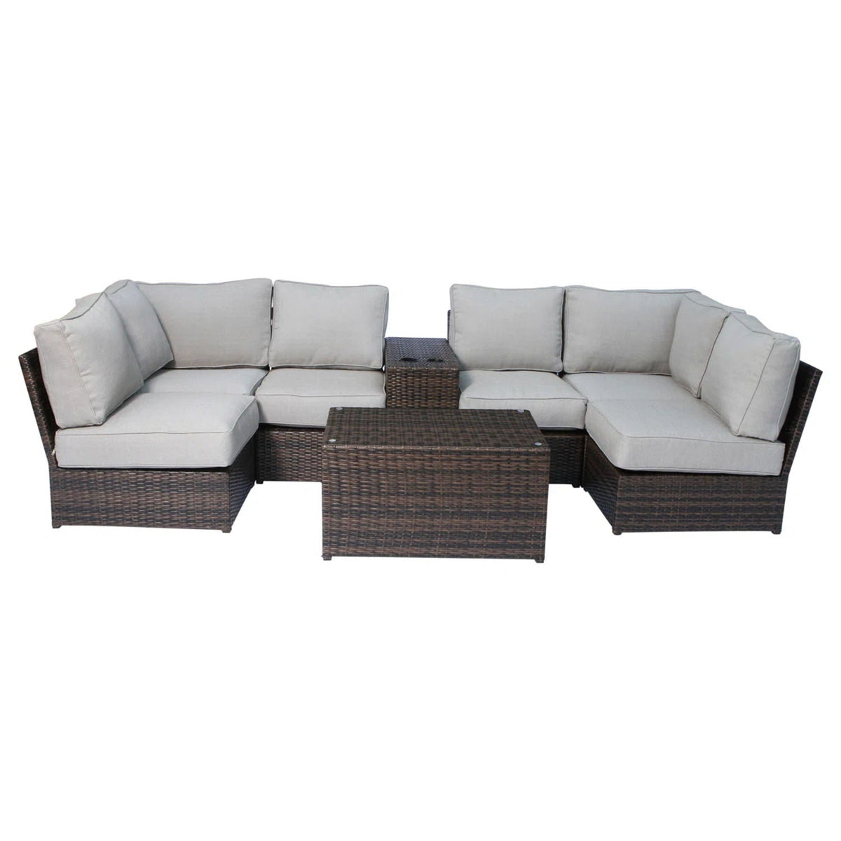 Modular Wicker Patio Seating Group with Cushions - Gray or Dark Brown, photo 3 of 33
