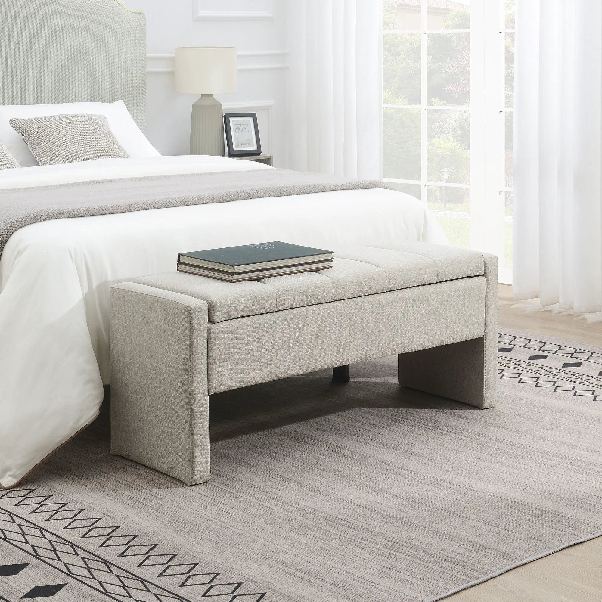 Modern Upholstered Large Bed End Bench With Storage by Unique Piece Furniture