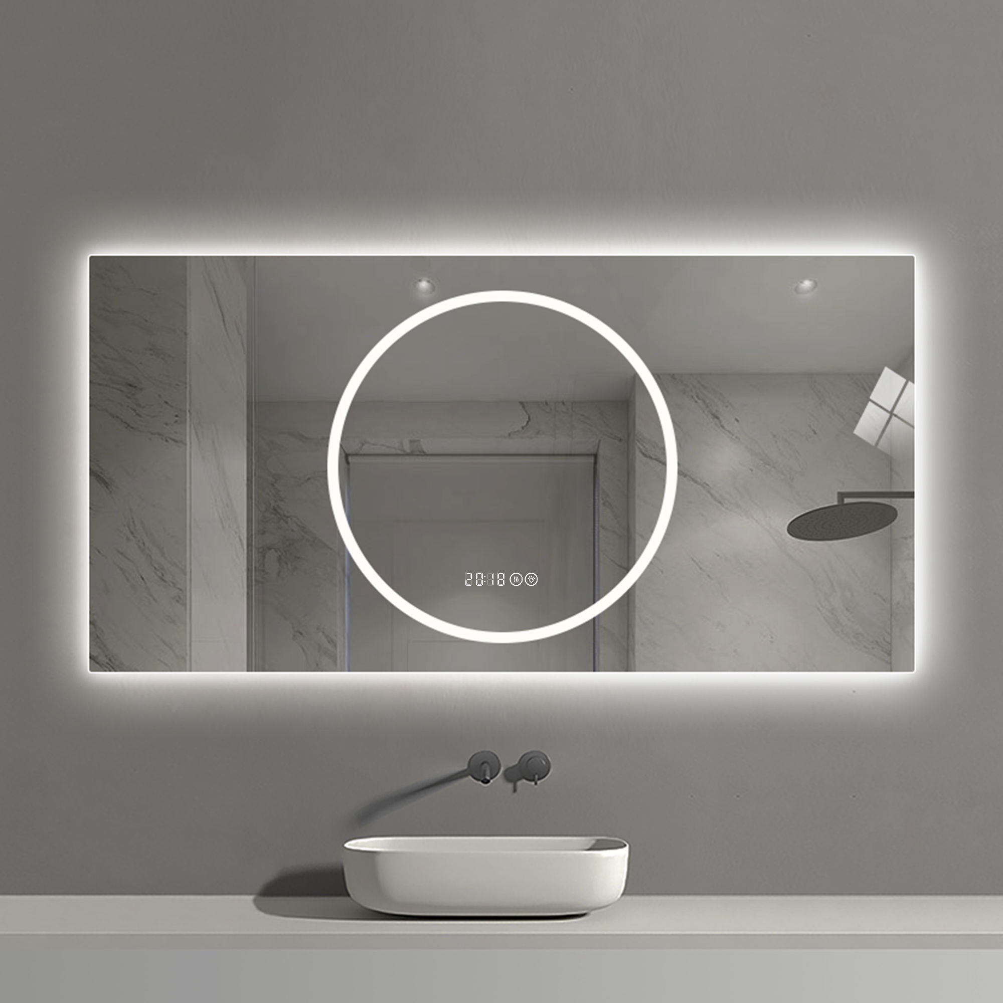 LED Vanity Mirror With Anti Fog & Dimmable Lights, Wall-Mounted - Antique Silver by Unique Piece Furniture
