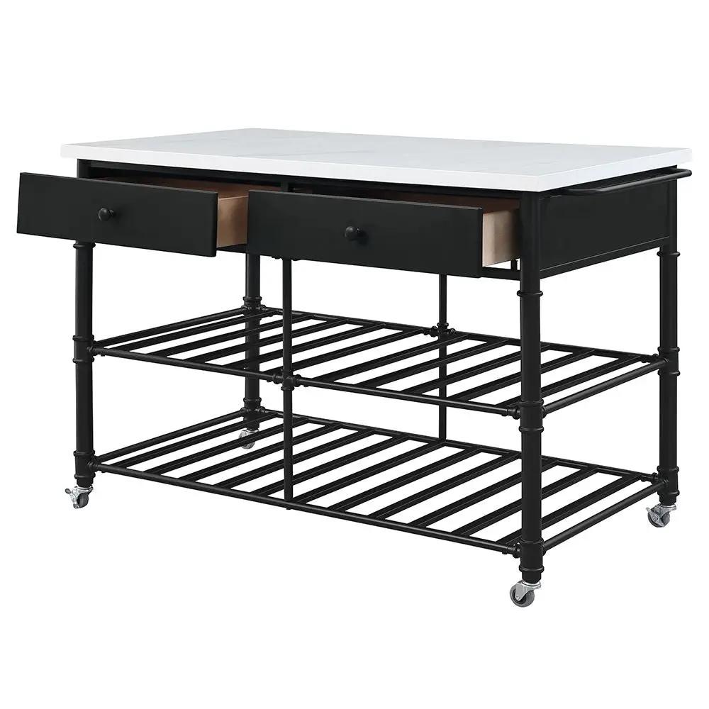Emery - Kitchen Island - White Cultured Marble Top & Gray by Unique Piece Furniture