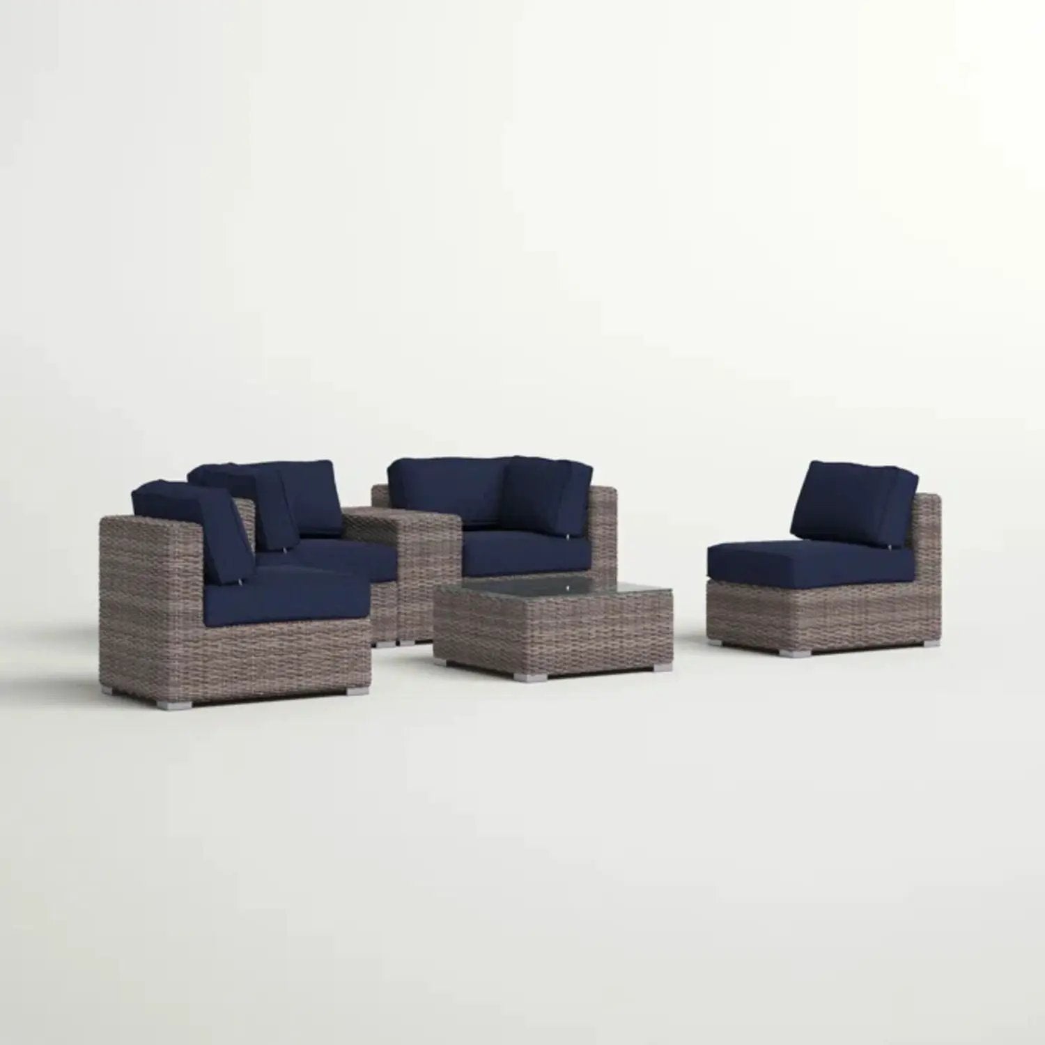 Wicker Seating Group Set With Table And Cushions by Unique Piece Furniture