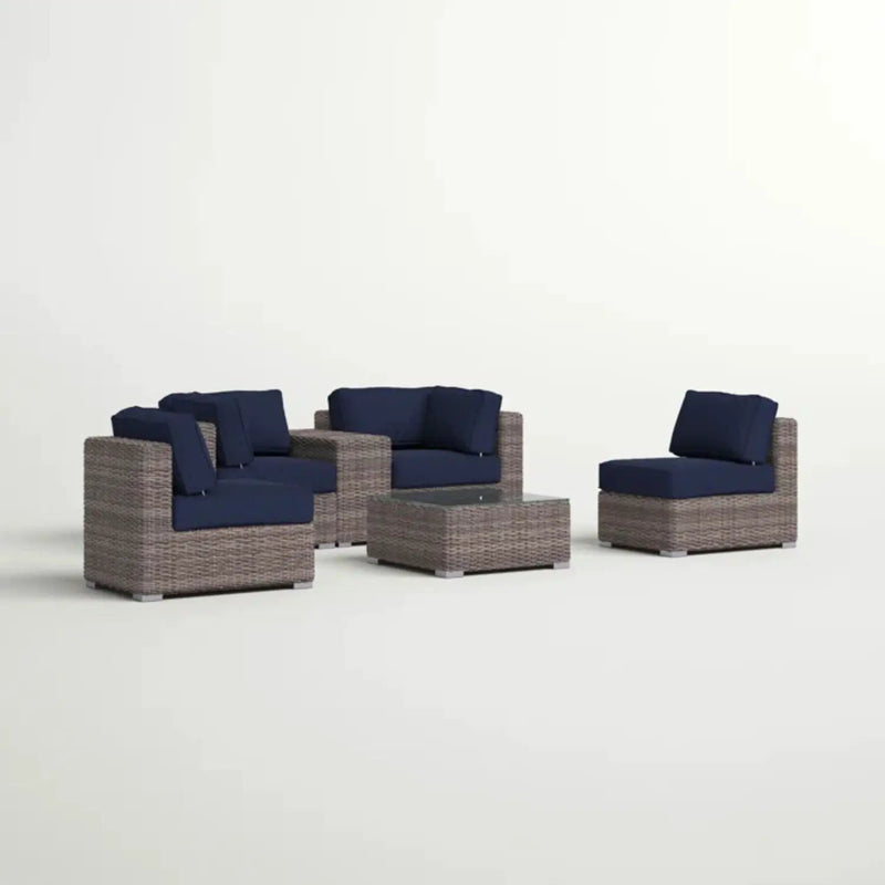 Wicker Seating Group Set With Table And Cushions by HouseOfZazla