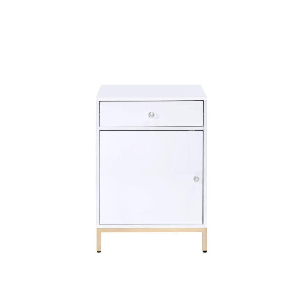 Ottey - Cabinet - White High Gloss & Gold by Unique Piece Furniture