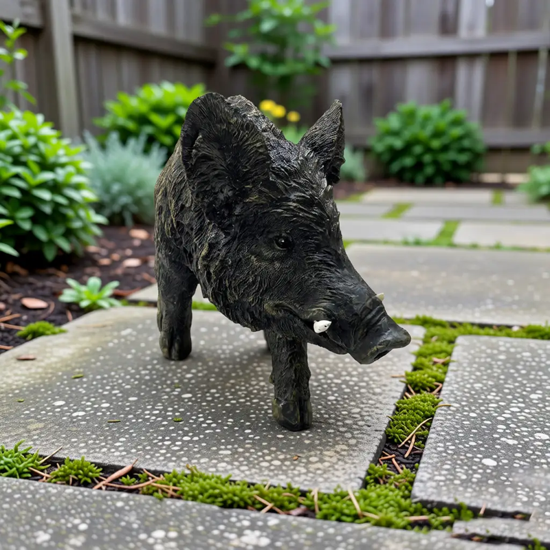 12.20' H x 21.26' L Resin Wild Boar Garden Statue by HouseOfZazla