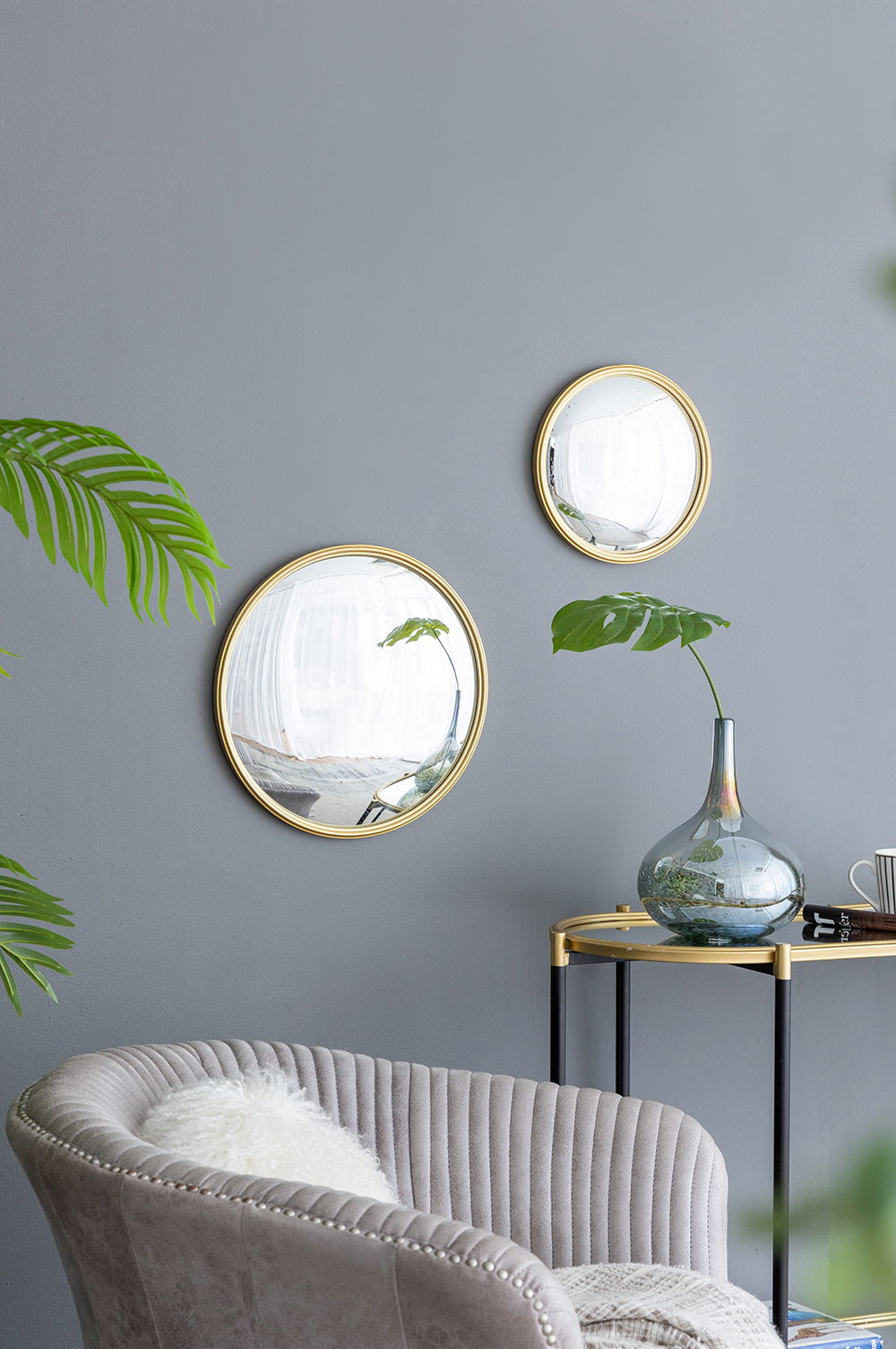 Round Mirror with Iron Frame - Gray, photo 13 of 17