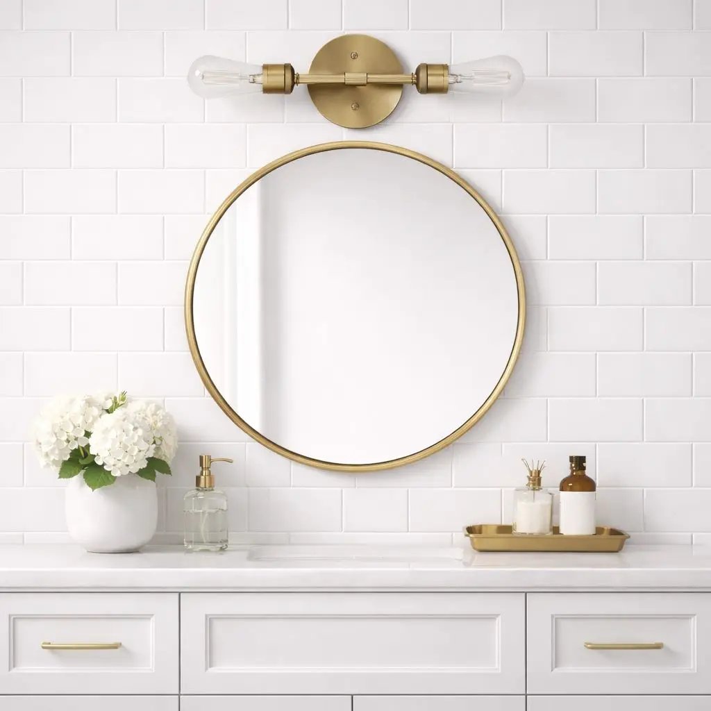 Reverie - Double Lights Bathroom Wall Sconce Over Mirror - Clear / Gold by HouseOfZazla
