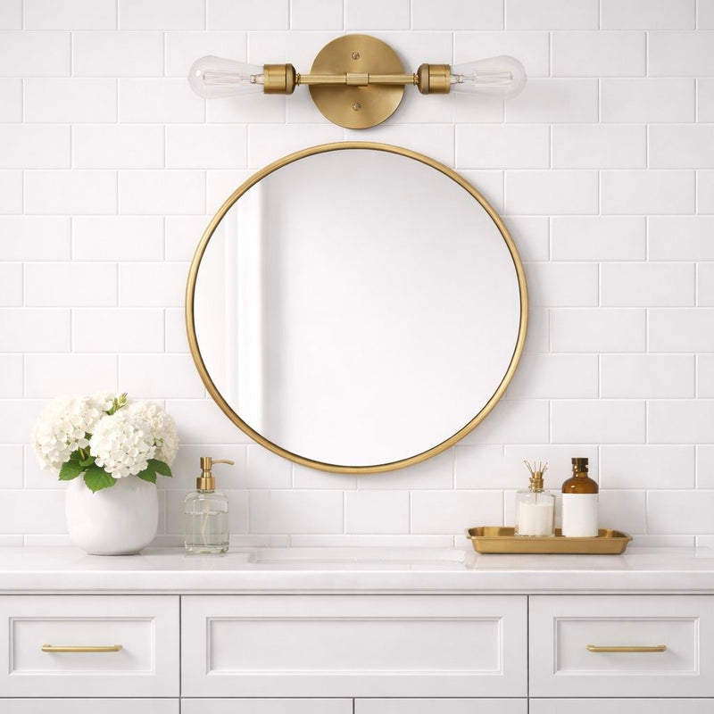 Reverie Double Lights Bathroom Wall Sconce Over Mirror - Clear / Gold, photo 8 of 10