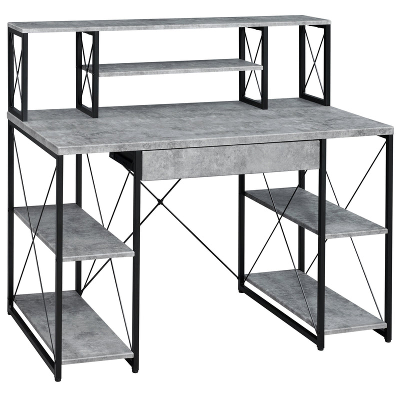 Grey and Black Desk with Drawer - Wood and Metal, photo 2 of 8