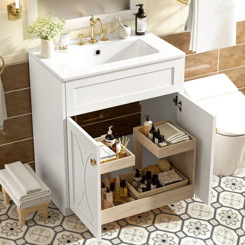 Bathroom Vanity With Sink, Freestanding Storage Cabinet With Handles by HouseOfZazla