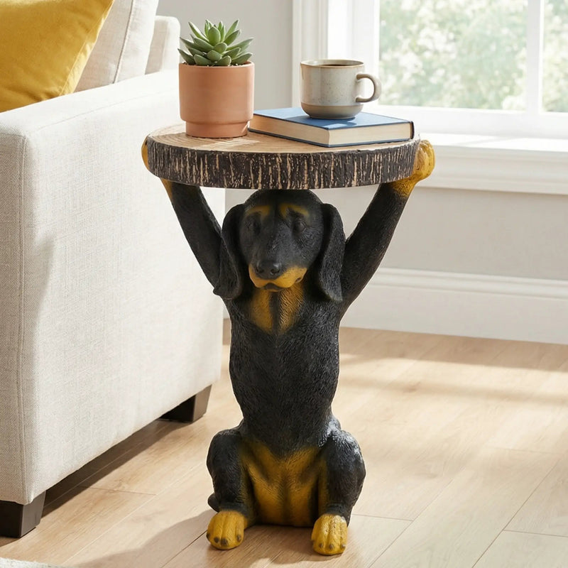 Whimsical Black Dog MGO Side Table by HouseOfZazla