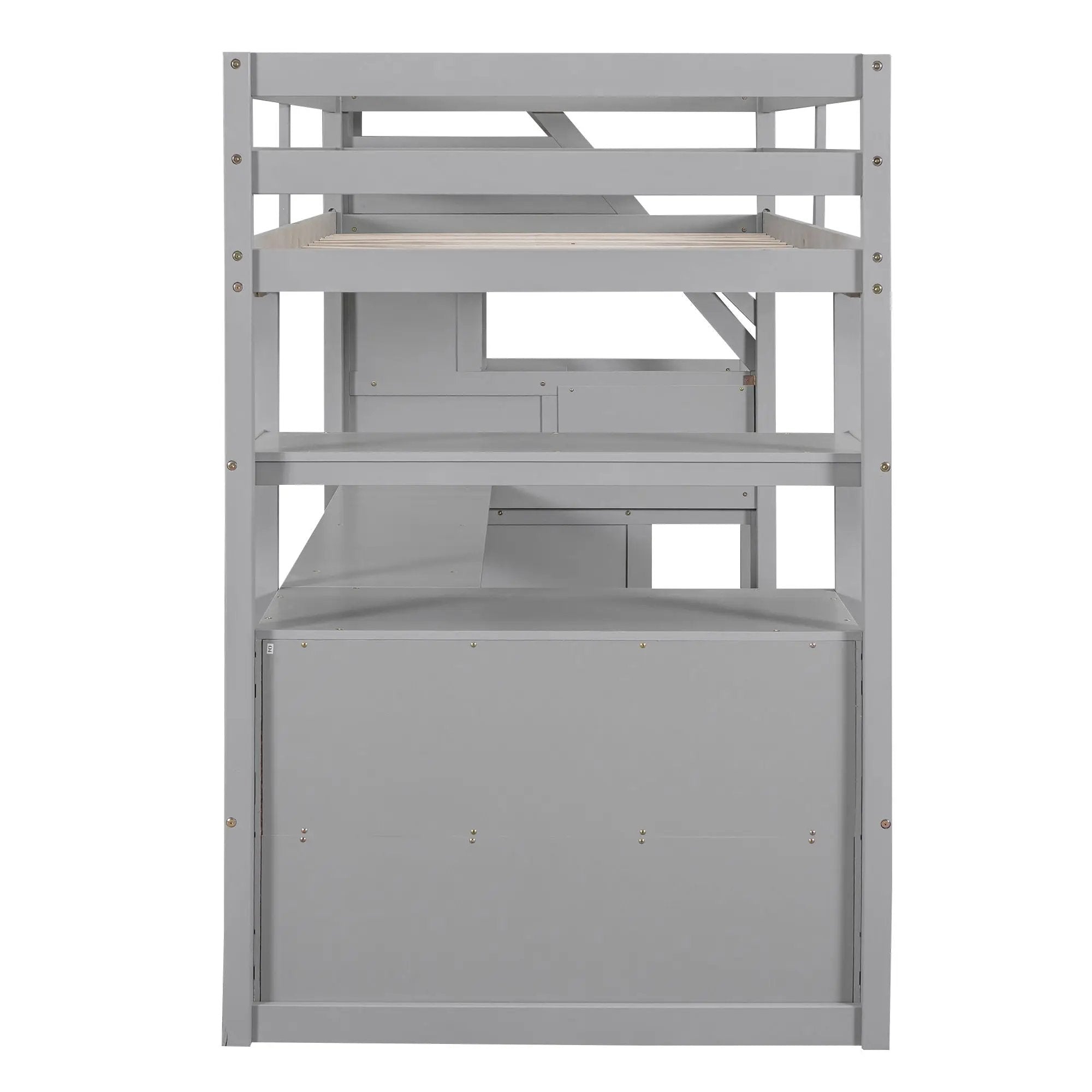 Loft Bed With Desk, Shelves, 2 Drawers, Storage Staircase by HouseOfZazla