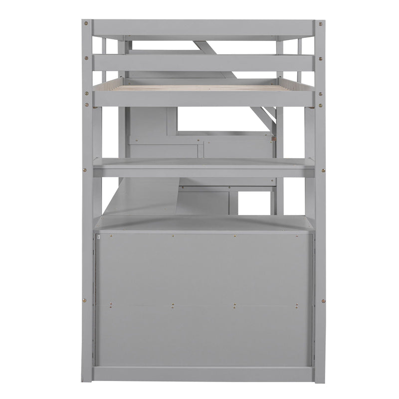 Loft Bed With Desk, Shelves, 2 Drawers, Storage Staircase by HouseOfZazla