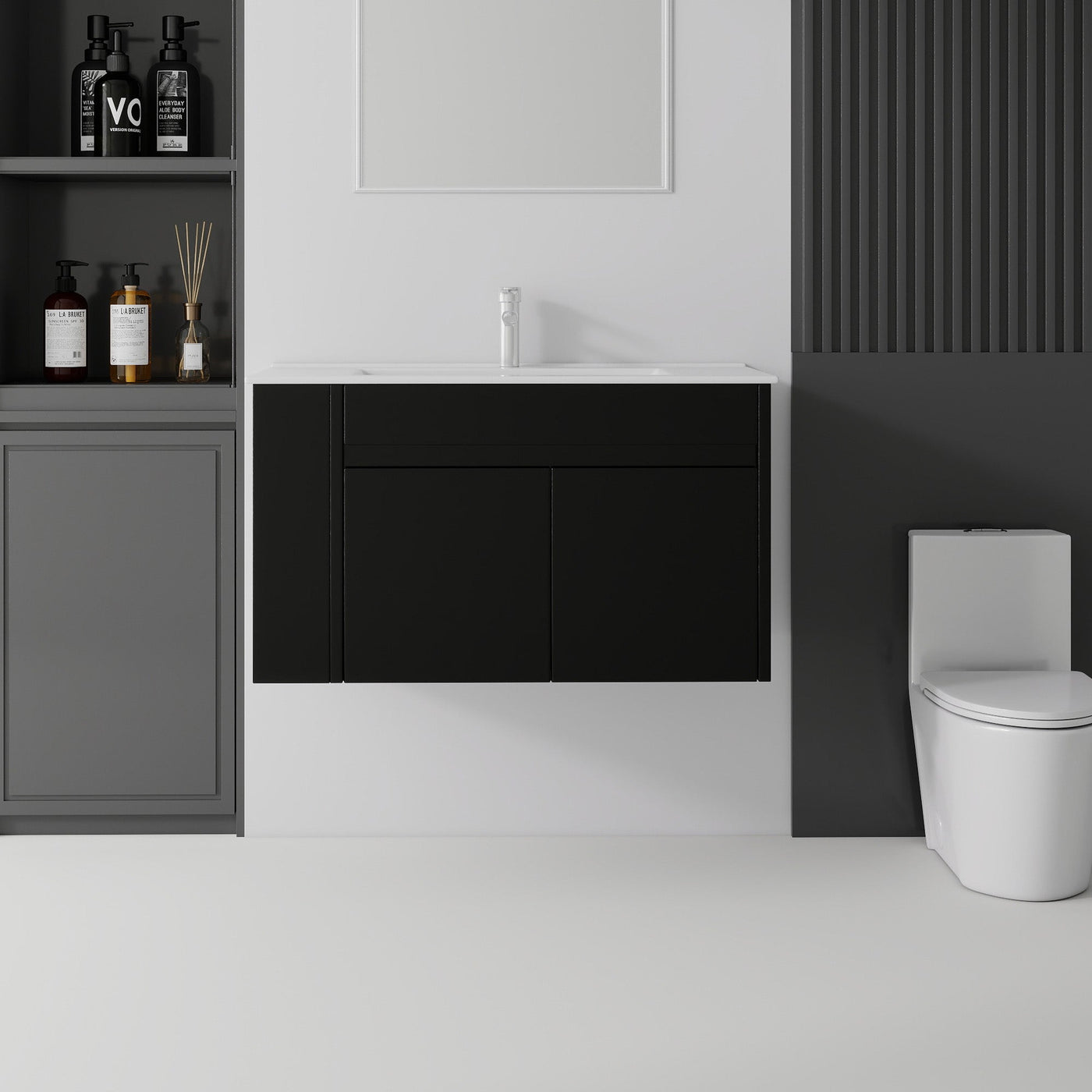 36 Inch Floating Bathroom Vanity with Ceramic Sink and Soft-Close Door by HouseOfZazla